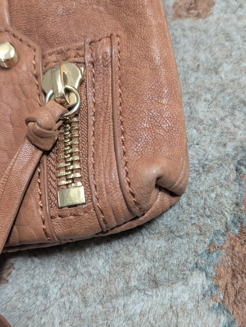 Botkier leather wristlet clutch in brown Stud with gold hardware